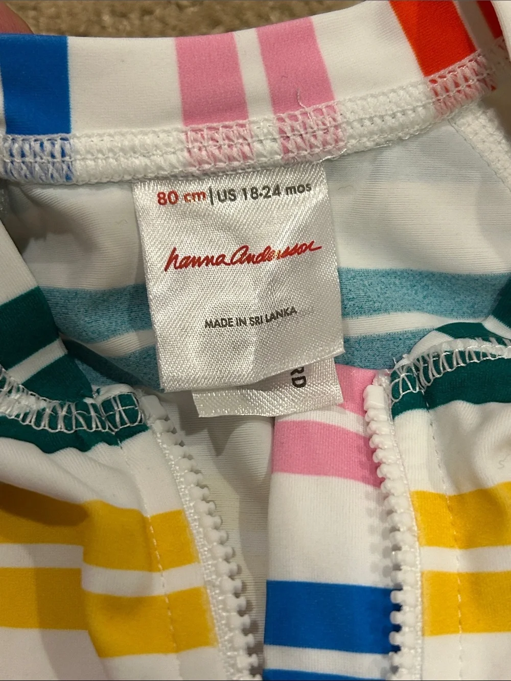Hanna Andersson Multicolor Striped Zipper Rash Guard
